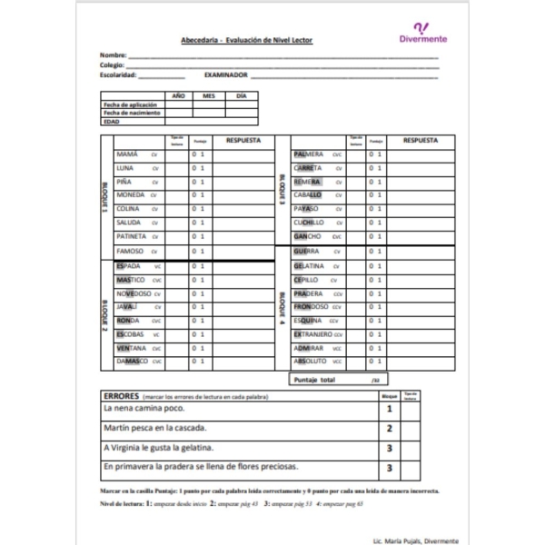 Evaluación lectora