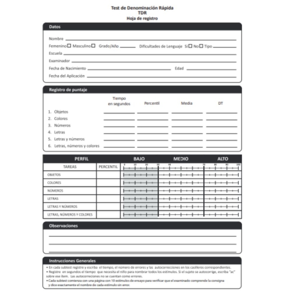 TDR – Hojas de registro